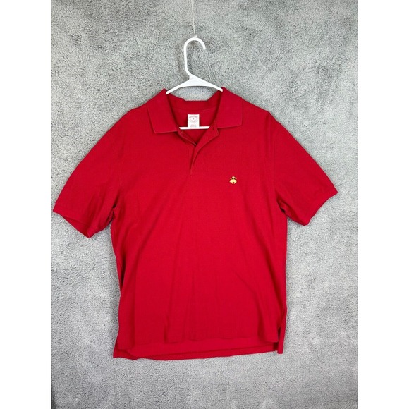Brooks Brothers Polo Shirt Mens Size M Red Solid Short Sleeve 346 Shirt
